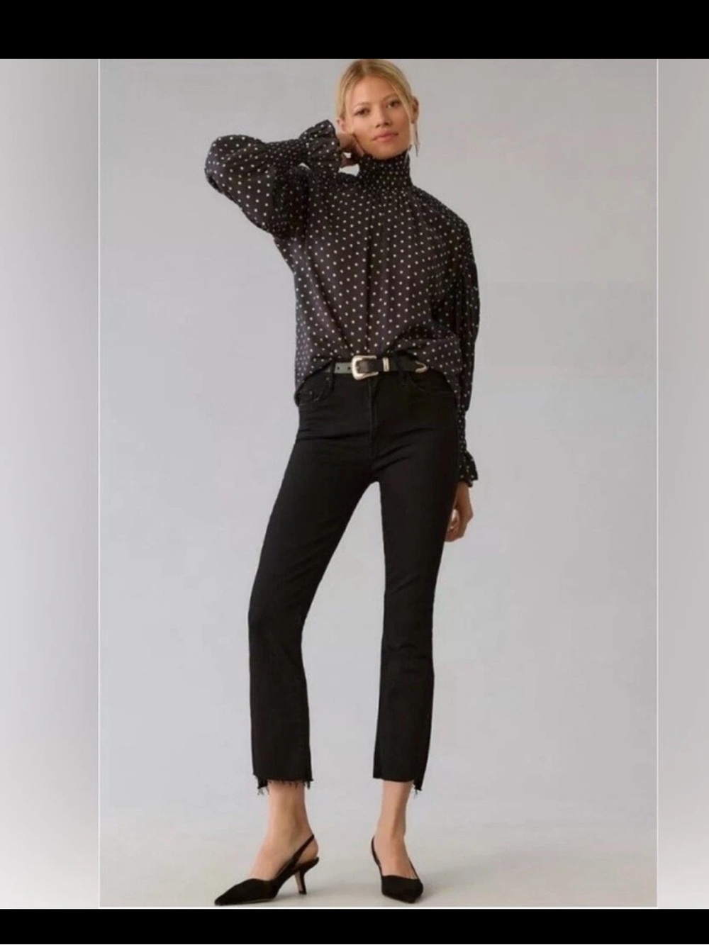 Mother Jeans The Insider Crop Two Step Fray Not Guilty (Black) | Women's Size 29